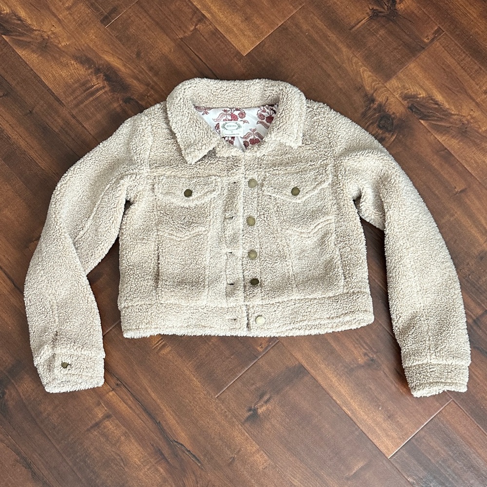 Joyfolie Tan Sherpa Jean Jacket, Girls 12, Mia Joy, EUC!